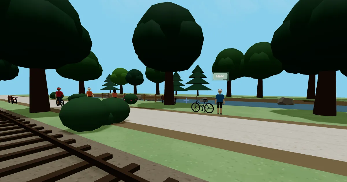 A walkable 3D stretch of the NCR Trail, with the Gunpowder River alongside.